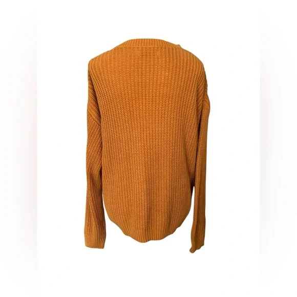 Sonoma Chunky Knit Pullover Crew Neck Sweater Mustard Yellow Women’s Sz M Casual - Picture 4 of 11